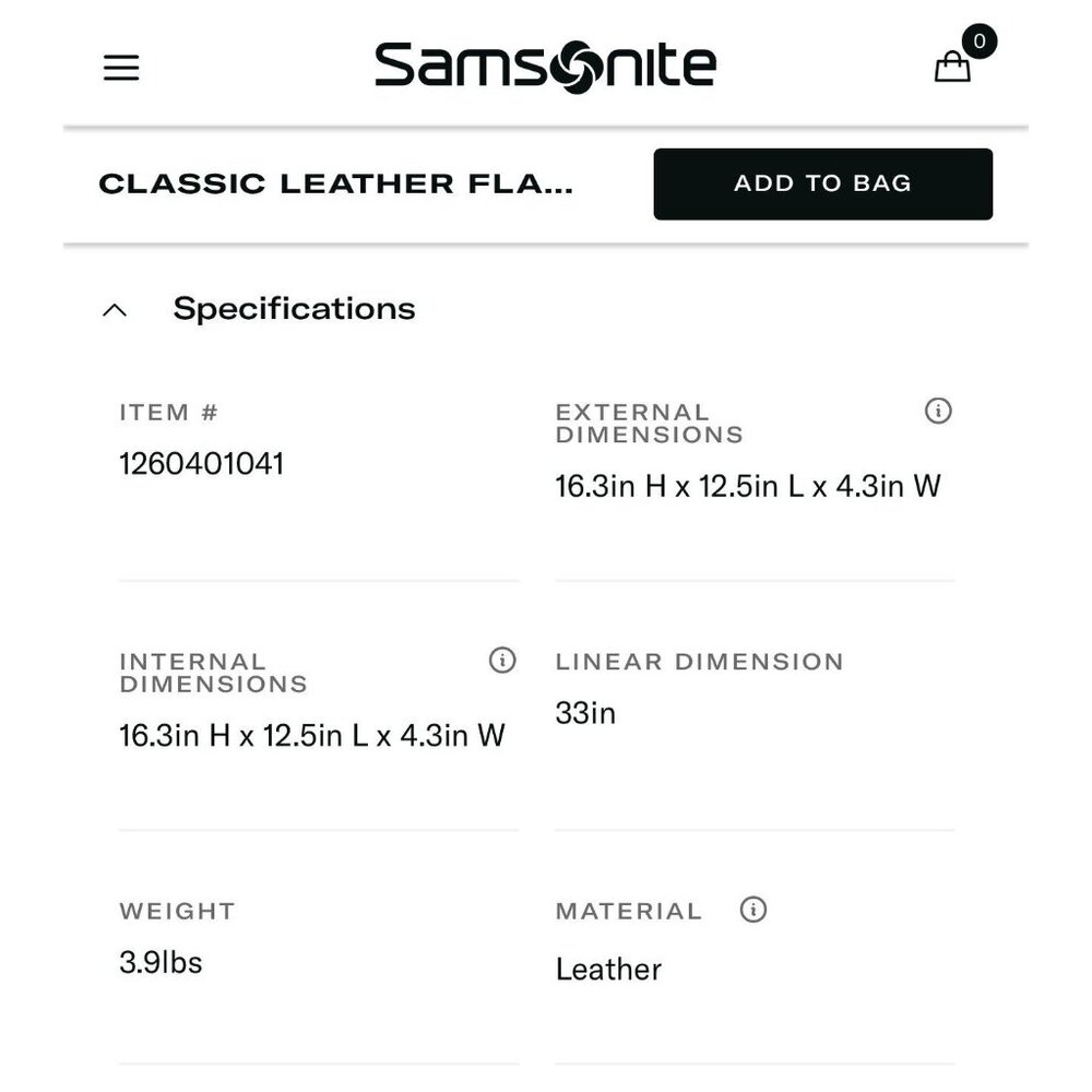 Samsonite Black Classic Leather Flapover Business Satchel Bag—Fits 2 Laptops - Picture 16 of 16